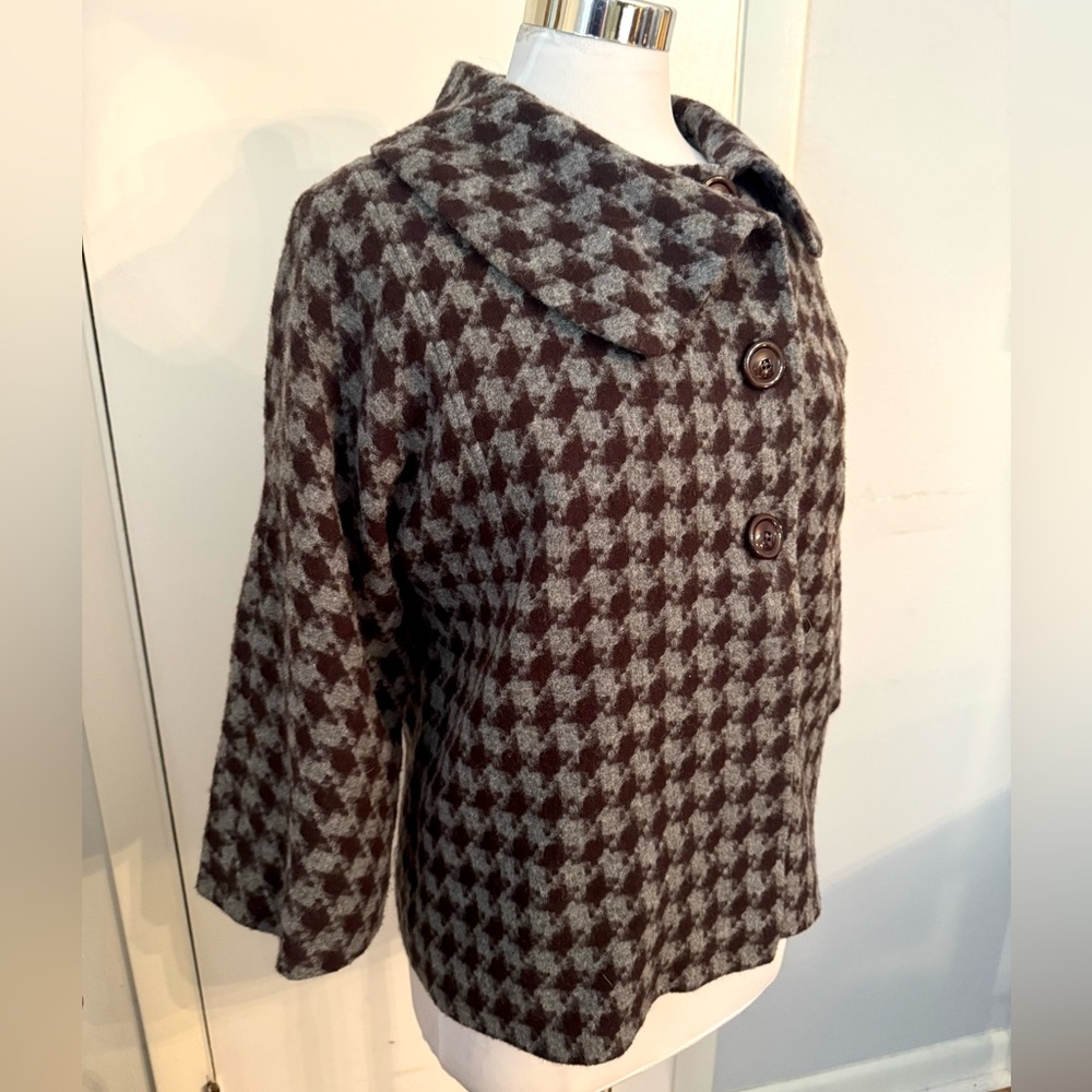 Marie Claire Paris Gray and Black Houndstooth Jacket Old Money EU 40 US 10